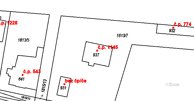 Třebechovice pod Orebem 1145 na parcele st. 937 v KÚ Třebechovice pod Orebem, Katastrální mapa