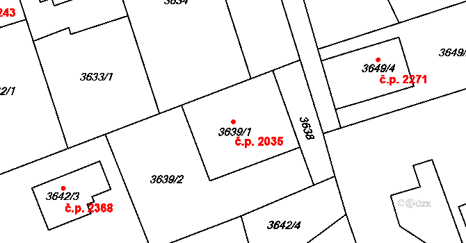 Šternberk 2035 na parcele st. 3639/1 v KÚ Šternberk, Katastrální mapa