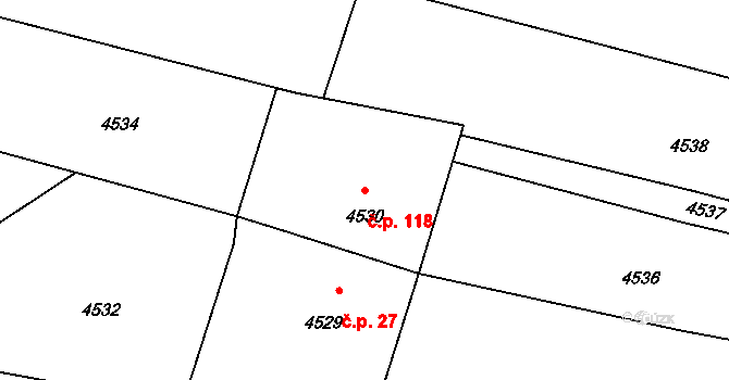 Mimoň V 118, Mimoň na parcele st. 4530 v KÚ Mimoň, Katastrální mapa