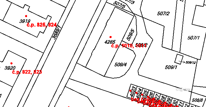 Žamberk 1010,1011 na parcele st. 4285 v KÚ Žamberk, Katastrální mapa