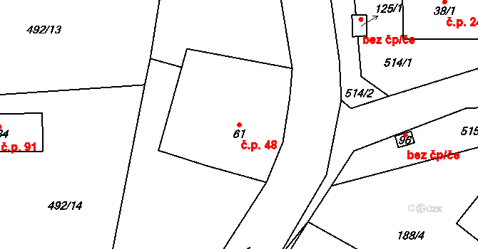 Nýrov 48 na parcele st. 61 v KÚ Nýrov, Katastrální mapa