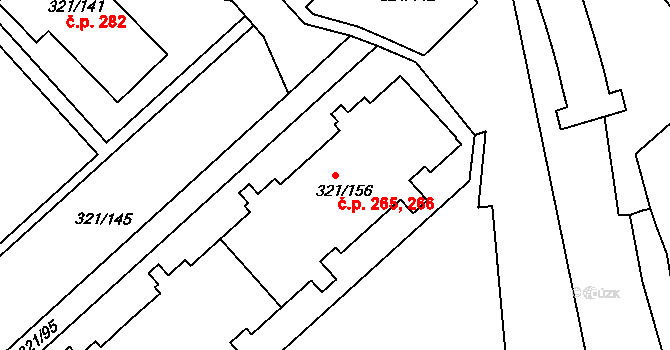 Prosetice 265,266, Teplice na parcele st. 321/156 v KÚ Prosetice, Katastrální mapa