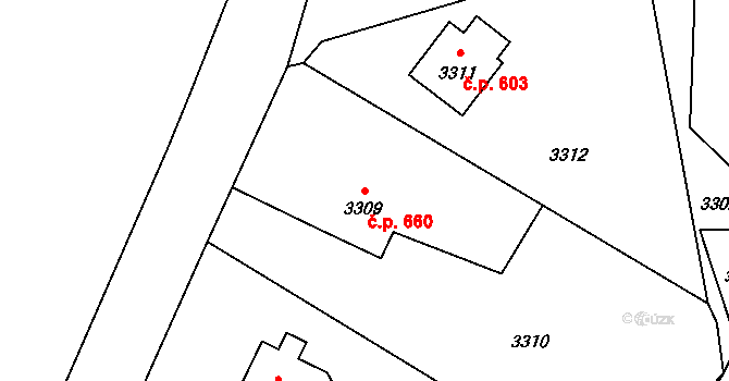 Vendryně 660 na parcele st. 3309 v KÚ Vendryně, Katastrální mapa