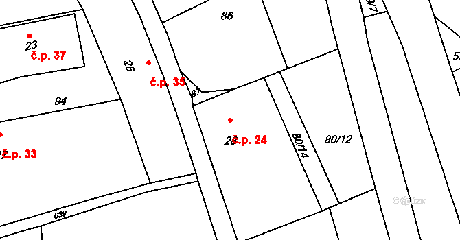 Ještětice 24, Solnice na parcele st. 28 v KÚ Ještětice, Katastrální mapa
