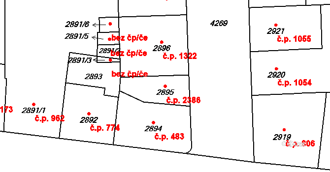 Vinohrady 2386, Praha na parcele st. 2895 v KÚ Vinohrady, Katastrální mapa