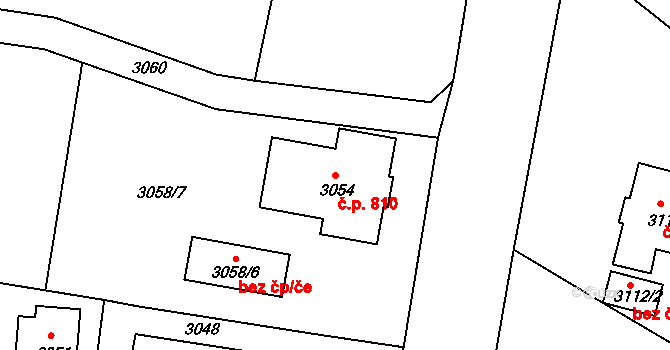 Rumburk 1 810, Rumburk na parcele st. 3054 v KÚ Rumburk, Katastrální mapa