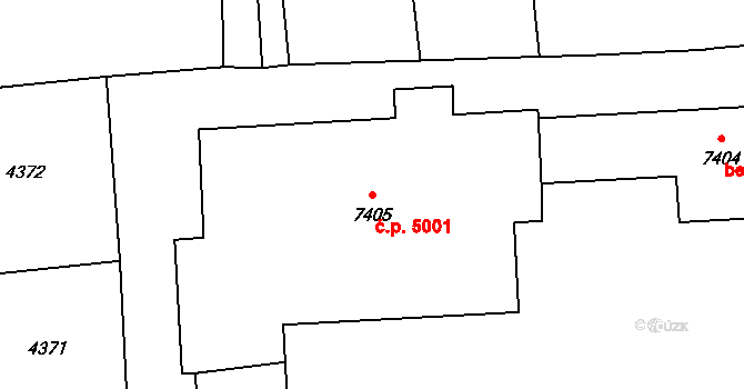 Zlín 5001 na parcele st. 7405 v KÚ Zlín, Katastrální mapa