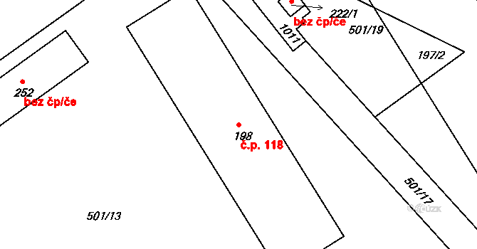 Lipovka 118, Rychnov nad Kněžnou na parcele st. 198 v KÚ Lipovka u Rychnova nad Kněžnou, Katastrální mapa