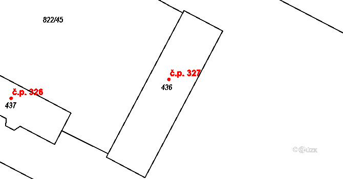 Mošnov 327 na parcele st. 436 v KÚ Mošnov, Katastrální mapa