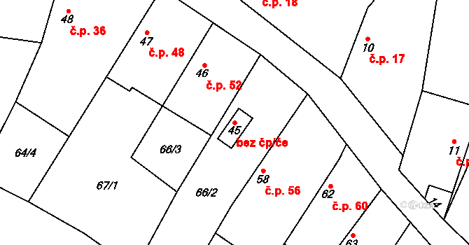 Červeněves 1, Smidary na parcele st. 45 v KÚ Červeněves, Katastrální mapa