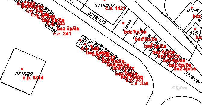 Litoměřice 41076907 na parcele st. 3718/52 v KÚ Litoměřice, Katastrální mapa