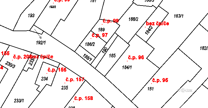 Myslibořice 41765907 na parcele st. 190 v KÚ Myslibořice, Katastrální mapa
