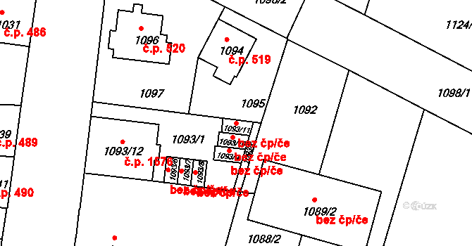 České Budějovice 42002907 na parcele st. 1093/11 v KÚ České Budějovice 2, Katastrální mapa