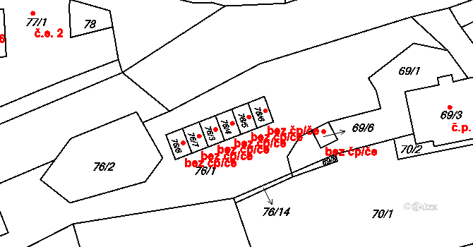 Meclov 45225907 na parcele st. 76/5 v KÚ Třebnice u Domažlic, Katastrální mapa