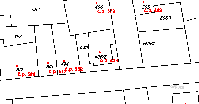 Česká Skalice 439 na parcele st. 495/2 v KÚ Česká Skalice, Katastrální mapa