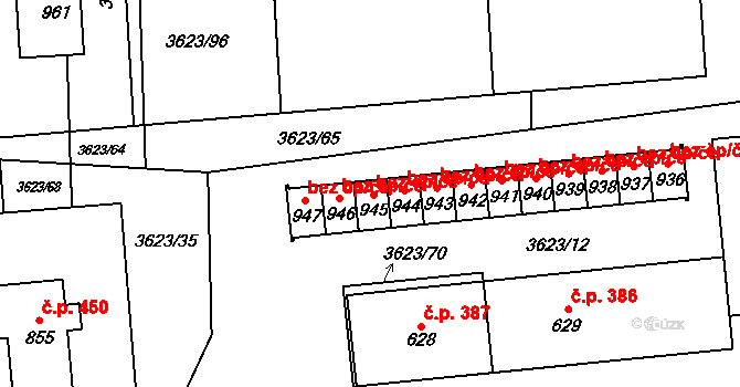 Kožlany 78928907 na parcele st. 945 v KÚ Kožlany, Katastrální mapa