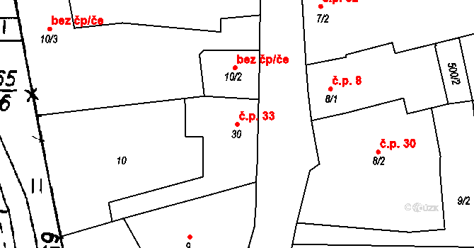 Hvožďany 33, Vodňany na parcele st. 30 v KÚ Hvožďany u Vodňan, Katastrální mapa