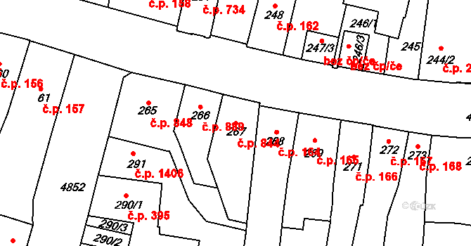 Louny 844 na parcele st. 267 v KÚ Louny, Katastrální mapa