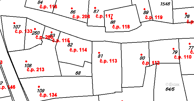 Nepomuk 113 na parcele st. 81 v KÚ Nepomuk, Katastrální mapa