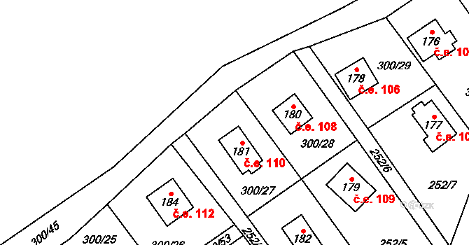 Klokočovská Lhotka 110, Klokočov na parcele st. 181 v KÚ Klokočov, Katastrální mapa