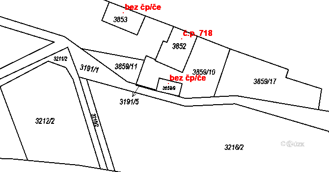 Kunovice 100770908 na parcele st. 3859/9 v KÚ Kunovice u Uherského Hradiště, Katastrální mapa