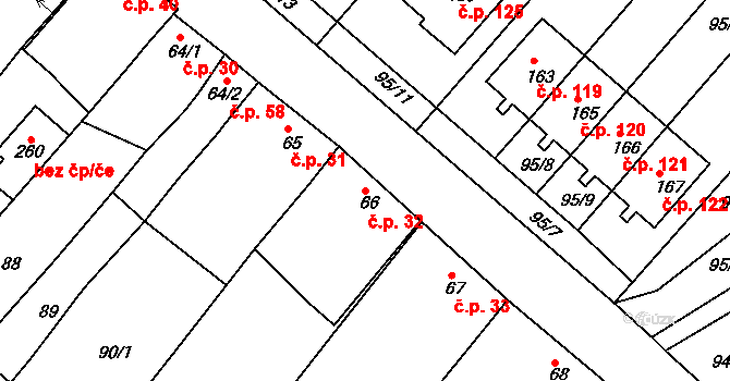 Količín 32, Holešov na parcele st. 66 v KÚ Količín, Katastrální mapa