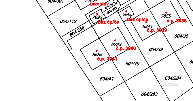 Kroměříž 3941 na parcele st. 5585 v KÚ Kroměříž, Katastrální mapa