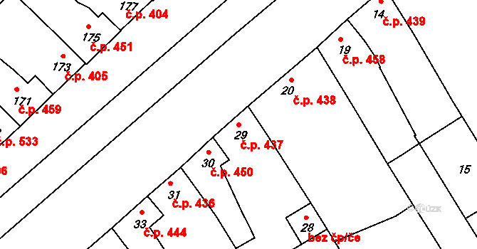 Bedihošť 437 na parcele st. 29 v KÚ Bedihošť, Katastrální mapa