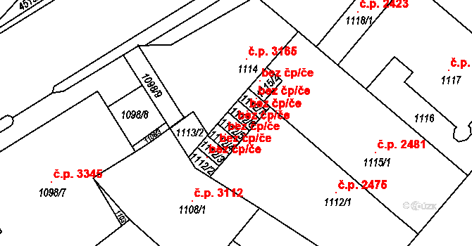 Teplice 115634908 na parcele st. 1112/5 v KÚ Teplice, Katastrální mapa