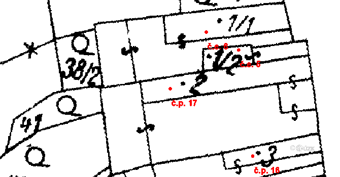 Olešovice 17, Úterý na parcele st. 2 v KÚ Olešovice, Katastrální mapa