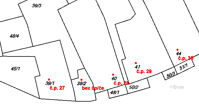 Panská Lhota 28, Brtnice na parcele st. 40 v KÚ Panská Lhota, Katastrální mapa