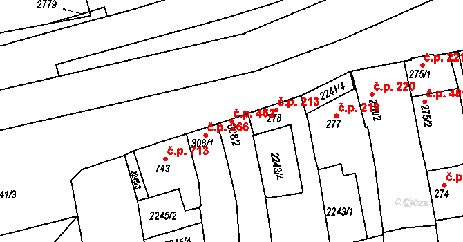 Tišnov 462 na parcele st. 308/2 v KÚ Tišnov, Katastrální mapa