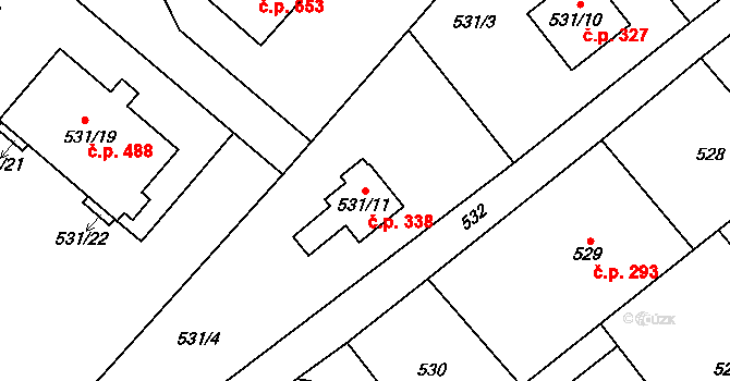 Krmelín 338 na parcele st. 531/11 v KÚ Krmelín, Katastrální mapa