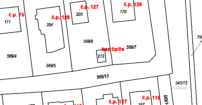 Těně 145946908 na parcele st. 213 v KÚ Těně, Katastrální mapa