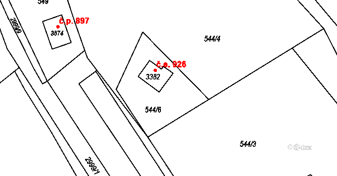 Ostravice 926 na parcele st. 3382 v KÚ Staré Hamry 2, Katastrální mapa