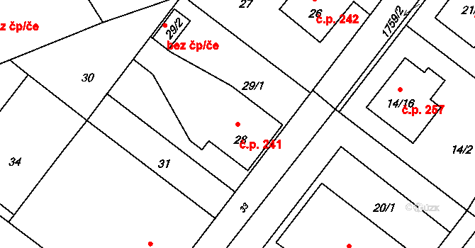 Třanovice 241 na parcele st. 28 v KÚ Třanovice, Katastrální mapa