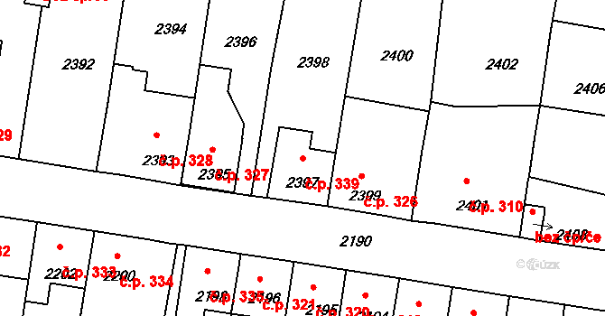 Mimoň I 339, Mimoň na parcele st. 2397 v KÚ Mimoň, Katastrální mapa