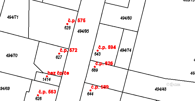 Libochovice 594 na parcele st. 643 v KÚ Libochovice, Katastrální mapa