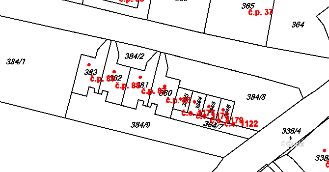 Děčín XII-Vilsnice 86, Děčín na parcele st. 380 v KÚ Vilsnice, Katastrální mapa