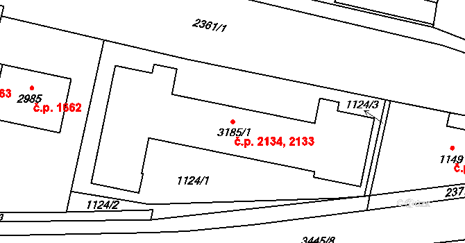 Hořice 2133,2134 na parcele st. 3185/1 v KÚ Hořice v Podkrkonoší, Katastrální mapa