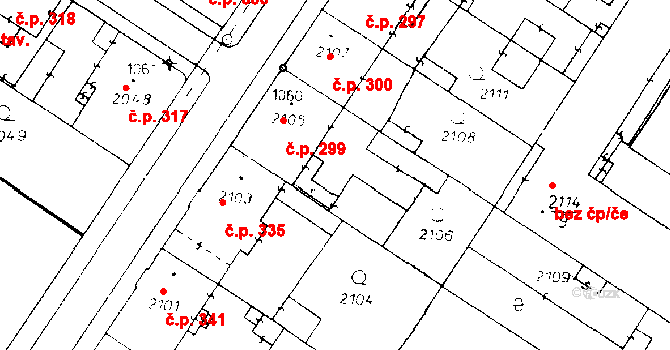 Poděbrady III 299, Poděbrady na parcele st. 2105 v KÚ Poděbrady, Katastrální mapa
