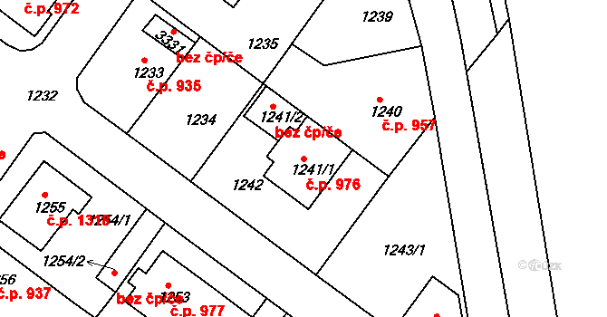 Duchcov 976 na parcele st. 1241/1 v KÚ Duchcov, Katastrální mapa