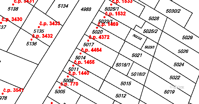 Židenice 4372, Brno na parcele st. 5017 v KÚ Židenice, Katastrální mapa