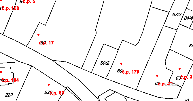 Šebrov 4, Šebrov-Kateřina na parcele st. 59 v KÚ Šebrov, Katastrální mapa