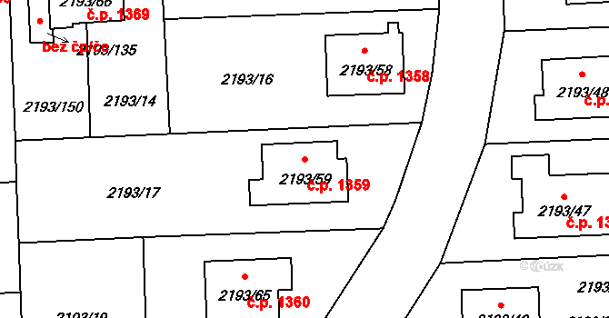 Pelhřimov 1359 na parcele st. 2193/59 v KÚ Pelhřimov, Katastrální mapa