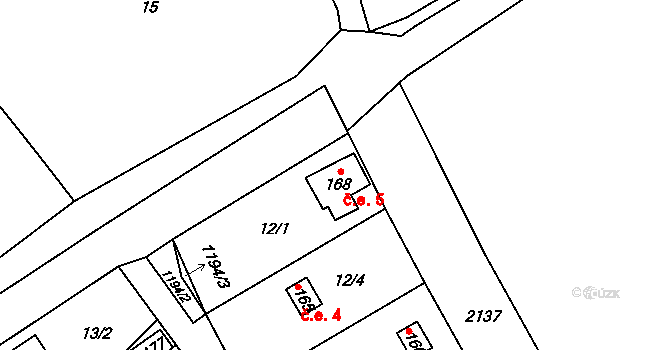 Malíkov nad Nežárkou 5, Horní Pěna na parcele st. 168 v KÚ Malíkov nad Nežárkou, Katastrální mapa
