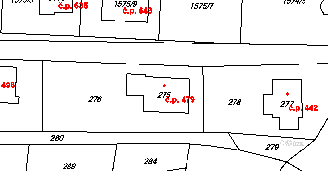 Jablůnka 479 na parcele st. 275 v KÚ Jablůnka, Katastrální mapa