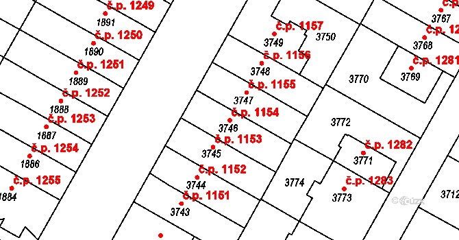 Dejvice 1154, Praha na parcele st. 3746 v KÚ Dejvice, Katastrální mapa