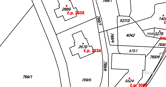 Dvůr Králové nad Labem 2034 na parcele st. 2670 v KÚ Dvůr Králové nad Labem, Katastrální mapa