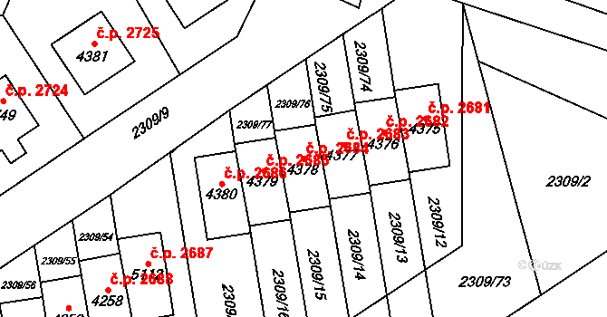 Dvůr Králové nad Labem 2684 na parcele st. 4378 v KÚ Dvůr Králové nad Labem, Katastrální mapa